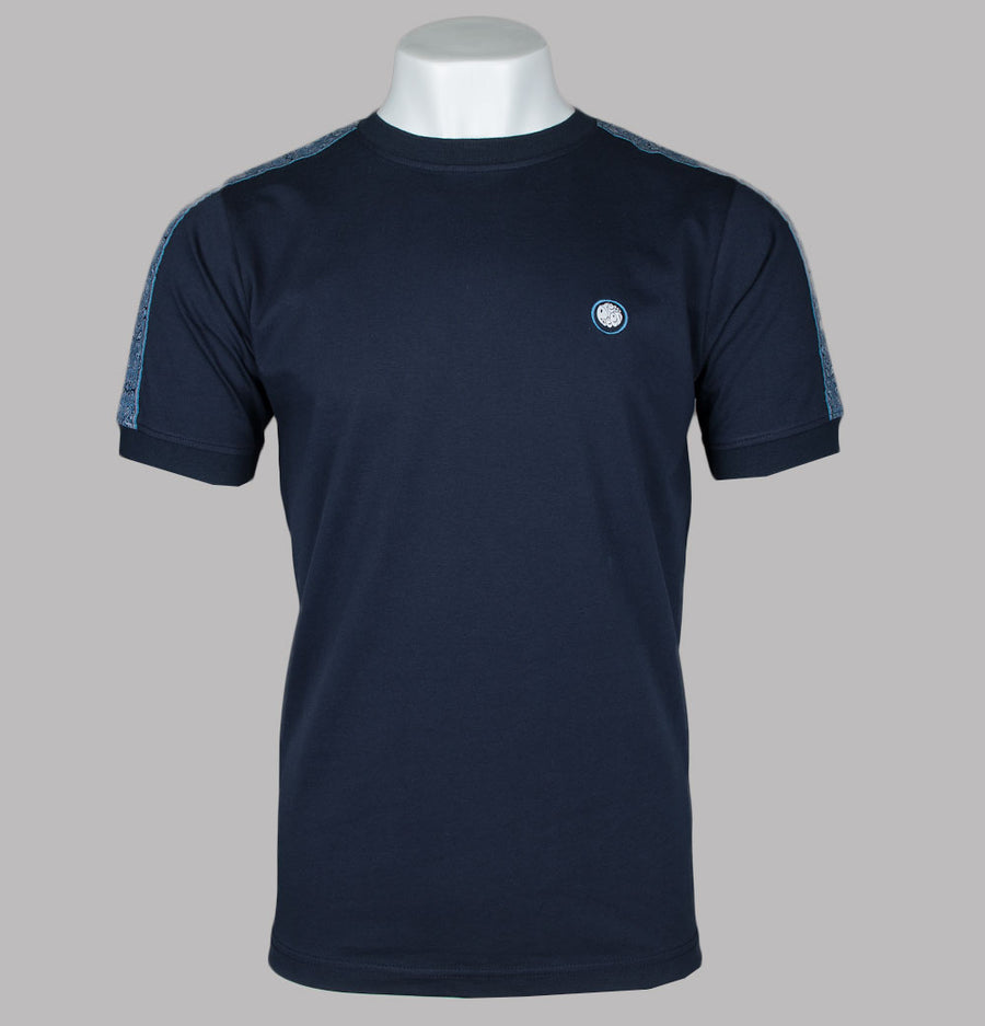Pretty Green Eclipse Paisley Tape T-Shirt Navy