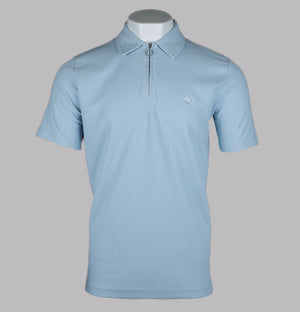 Pretty Green Islington SS Zip Polo Shirt Light Blue