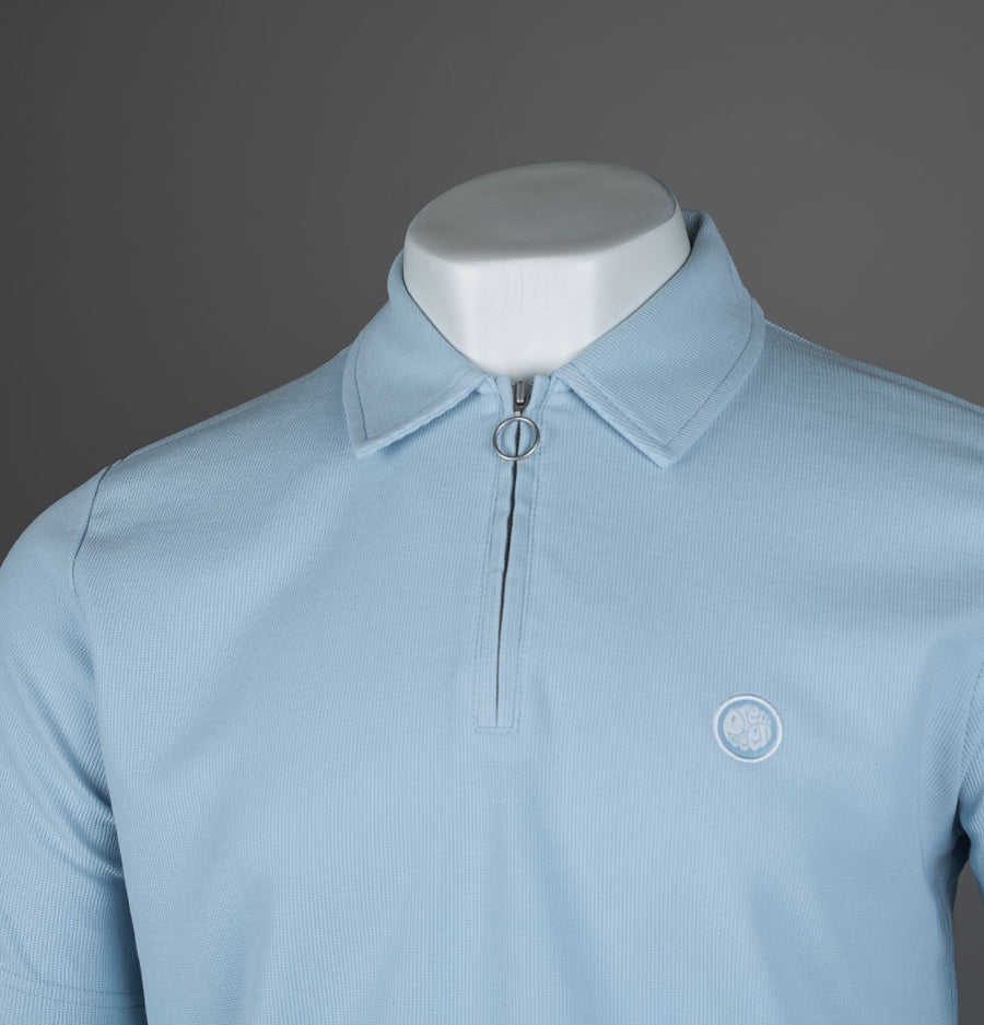 Pretty Green Islington SS Zip Polo Shirt Light Blue
