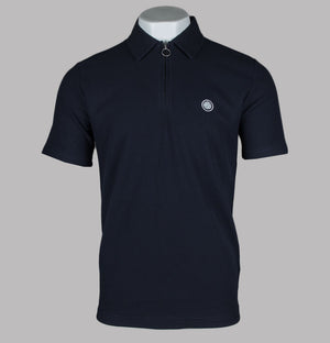 Pretty Green Islington SS Zip Polo Shirt Navy