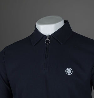 Pretty Green Islington SS Zip Polo Shirt Navy