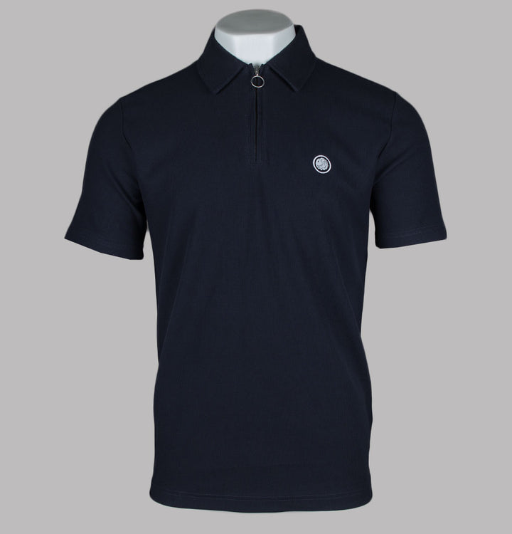 Pretty Green Islington SS Zip Polo Shirt Navy