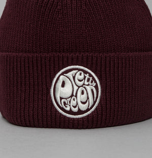 Pretty Green Logo Knit Beanie Burgundy