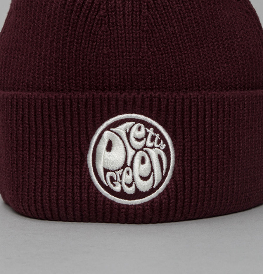 Pretty Green Logo Knit Beanie Burgundy