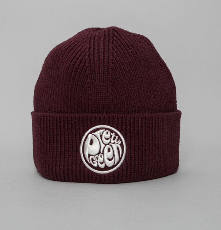 Pretty Green Logo Knit Beanie Burgundy