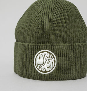 Pretty Green Logo Knit Beanie Khaki