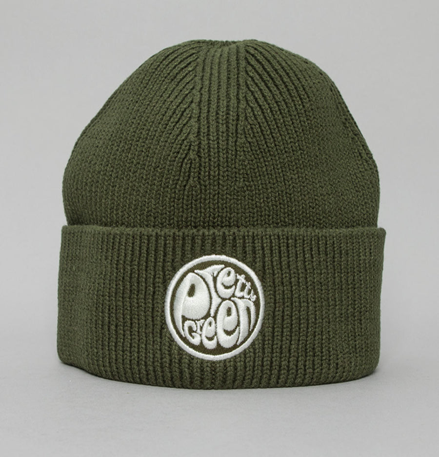 Pretty Green Logo Knit Beanie Khaki