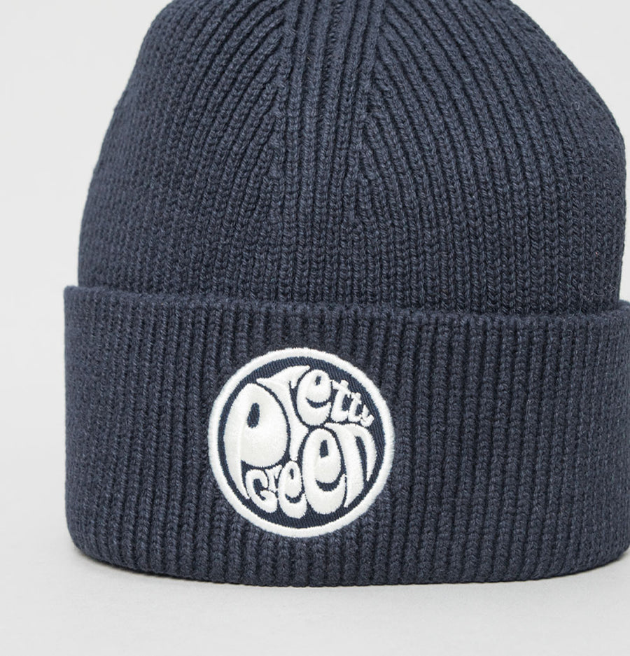 Pretty Green Logo Knit Beanie Navy