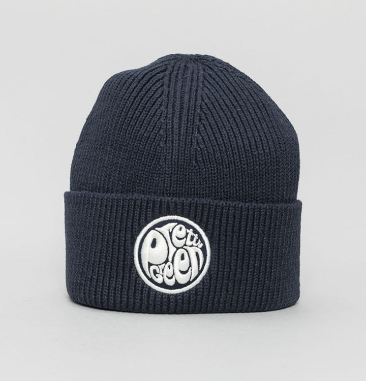 Pretty Green Logo Knit Beanie Navy