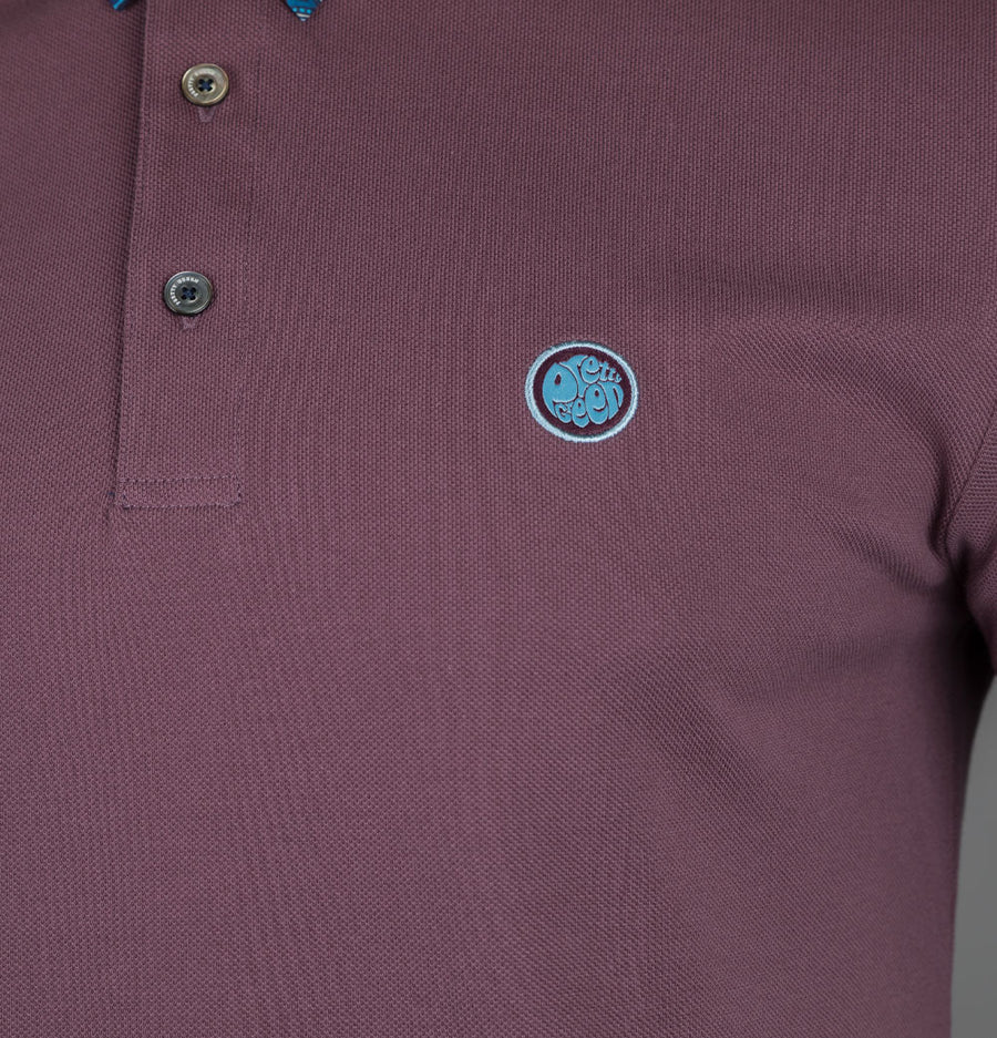 Pretty Green Marriot Paisley Collar Polo Shirt Purple