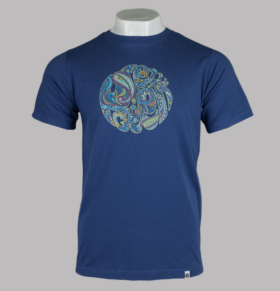 Pretty Green Marriot Paisley Logo T-Shirt Blue