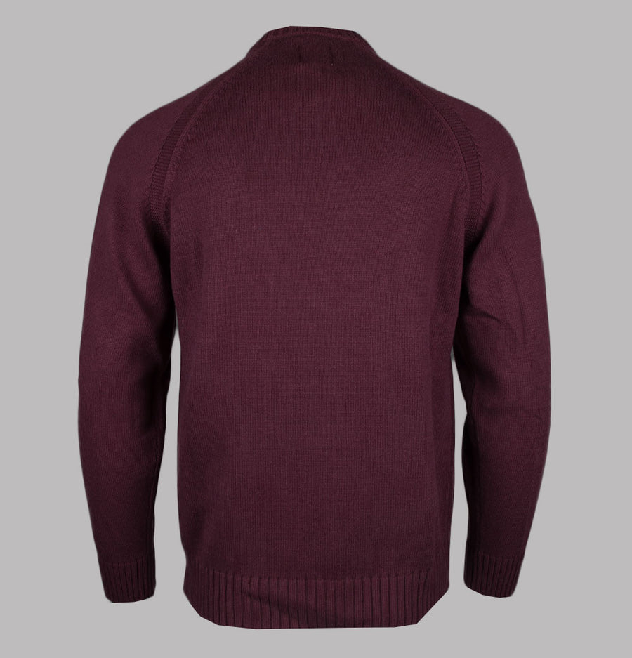 Pretty Green Mason Crew Knit Jumper Burgundy