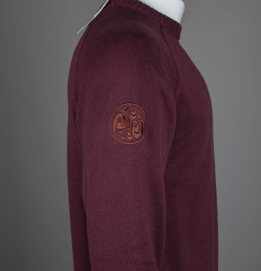 Pretty Green Mason Crew Knit Jumper Burgundy