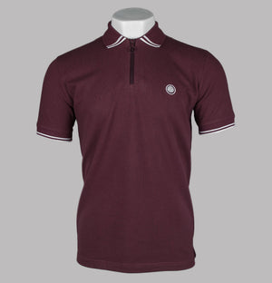 Pretty Green Mountfield Zip Polo Shirt Burgundy