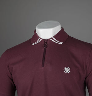 Pretty Green Mountfield Zip Polo Shirt Burgundy