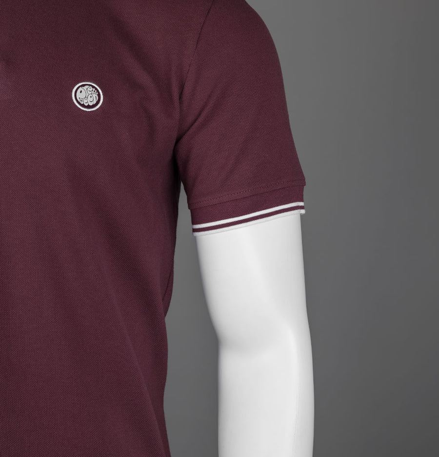 Pretty Green Mountfield Zip Polo Shirt Burgundy