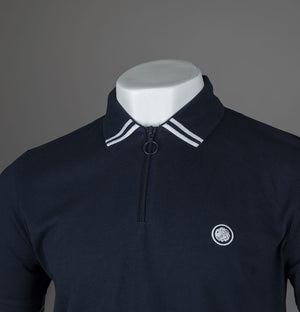 Pretty Green Mountfield Zip Polo Shirt Navy