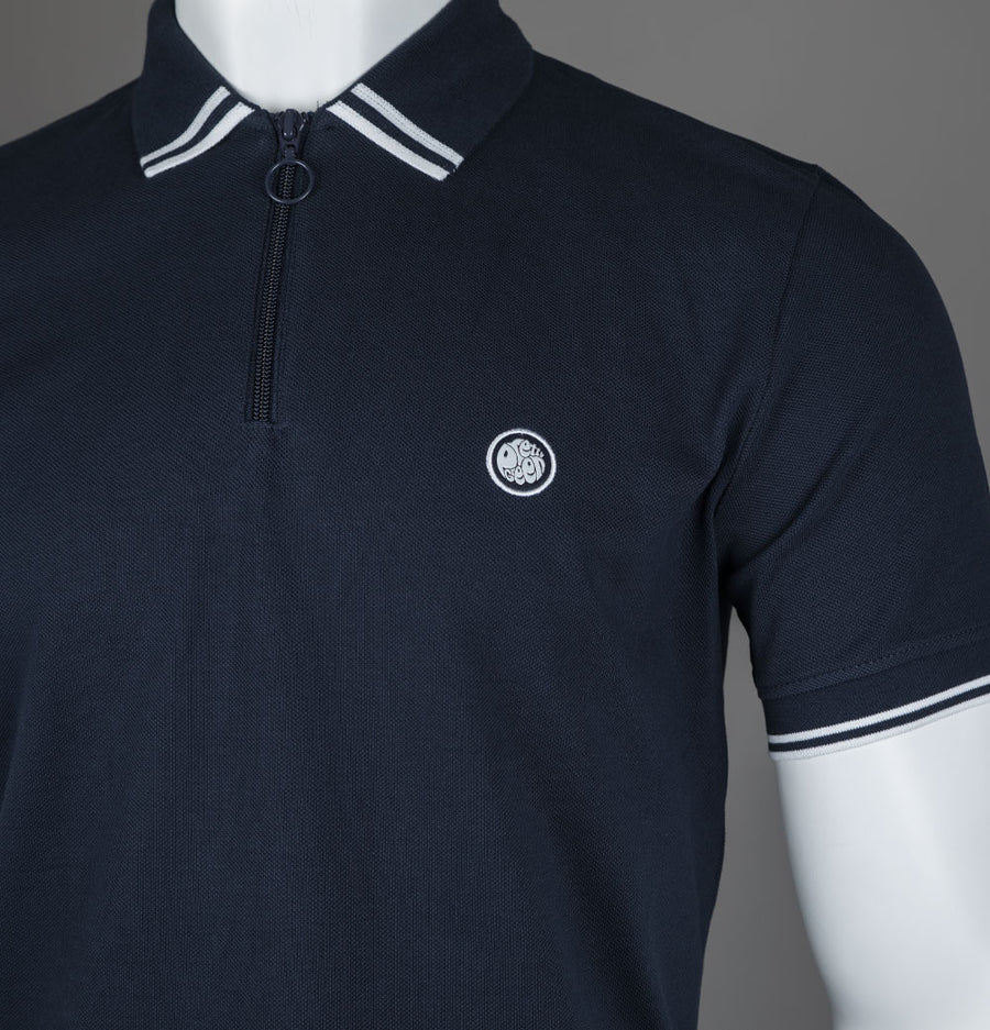 Pretty Green Mountfield Zip Polo Shirt Navy