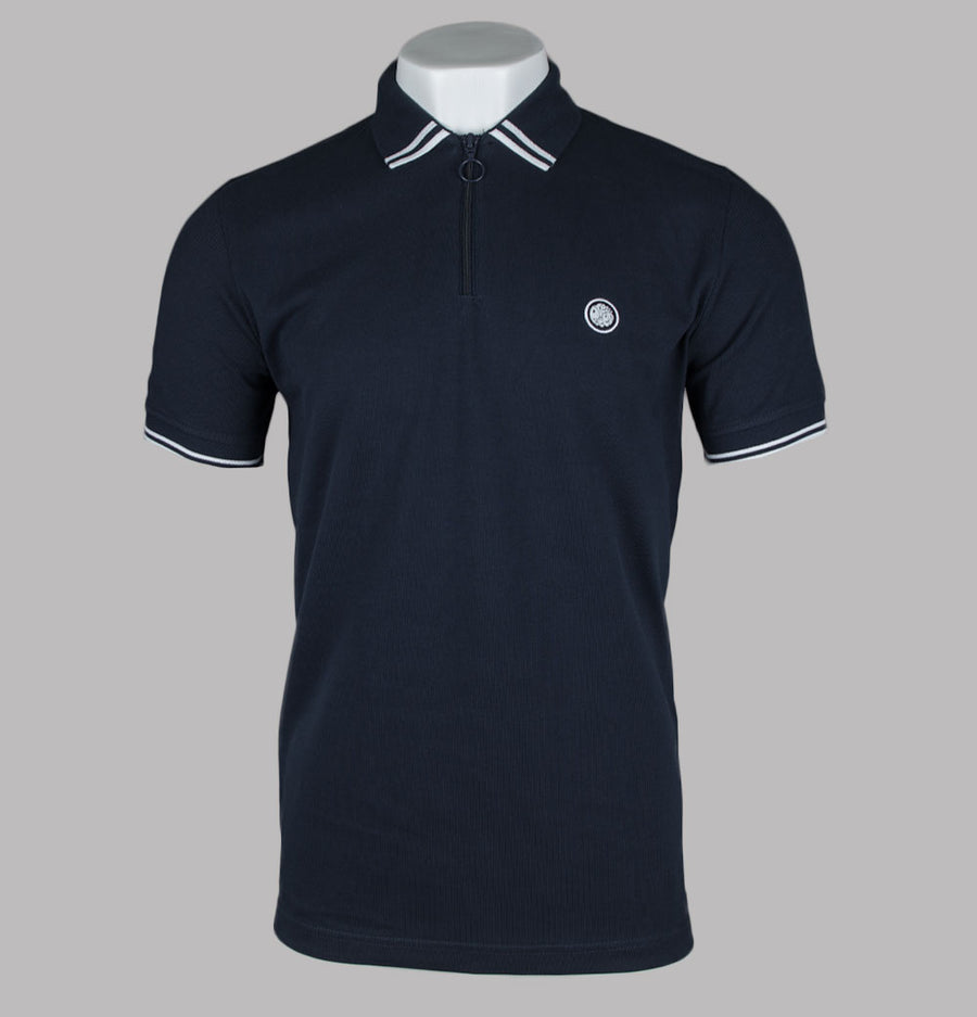 Pretty Green Mountfield Zip Polo Shirt Navy