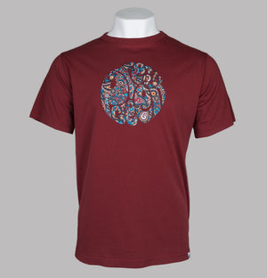 Pretty Green Wonderwall Paisley Print Logo T-Shirt Red