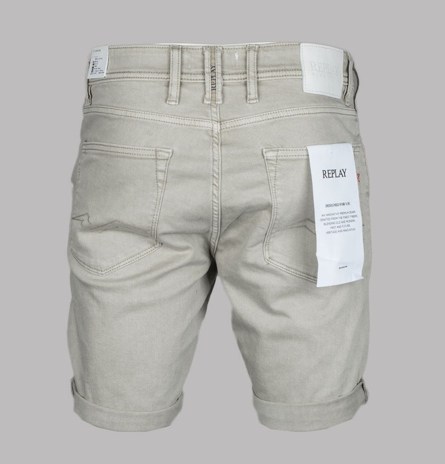 Replay RBJ.981 Tapered Fit Denim Shorts Oatmeal Beige