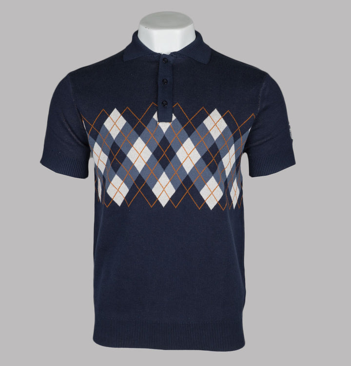 Sergio Tacchini Carezza Knitted Polo Shirt Maritime Blue/Vintage Indigo/Gardenia