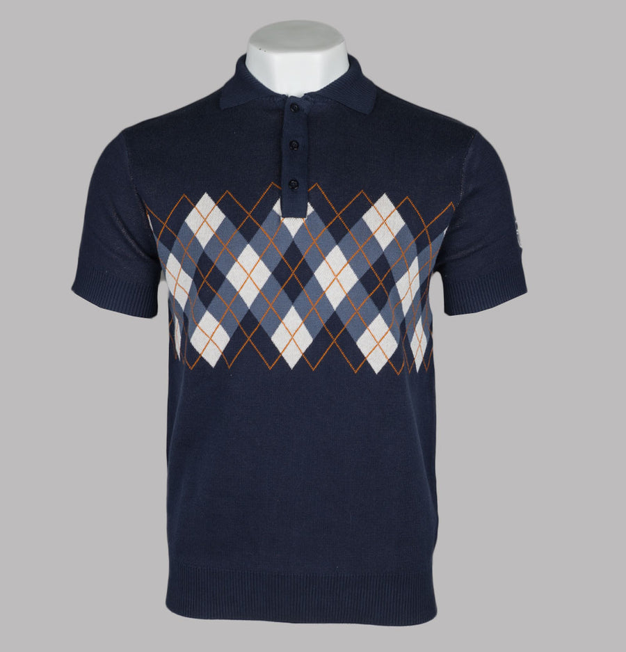 Sergio Tacchini Carezza Knitted Polo Shirt Maritime Blue/Vintage Indigo/Gardenia