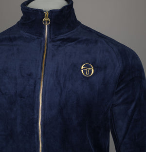 Sergio Tacchini Court Velour Track Top Maritime Blue/Gardenia