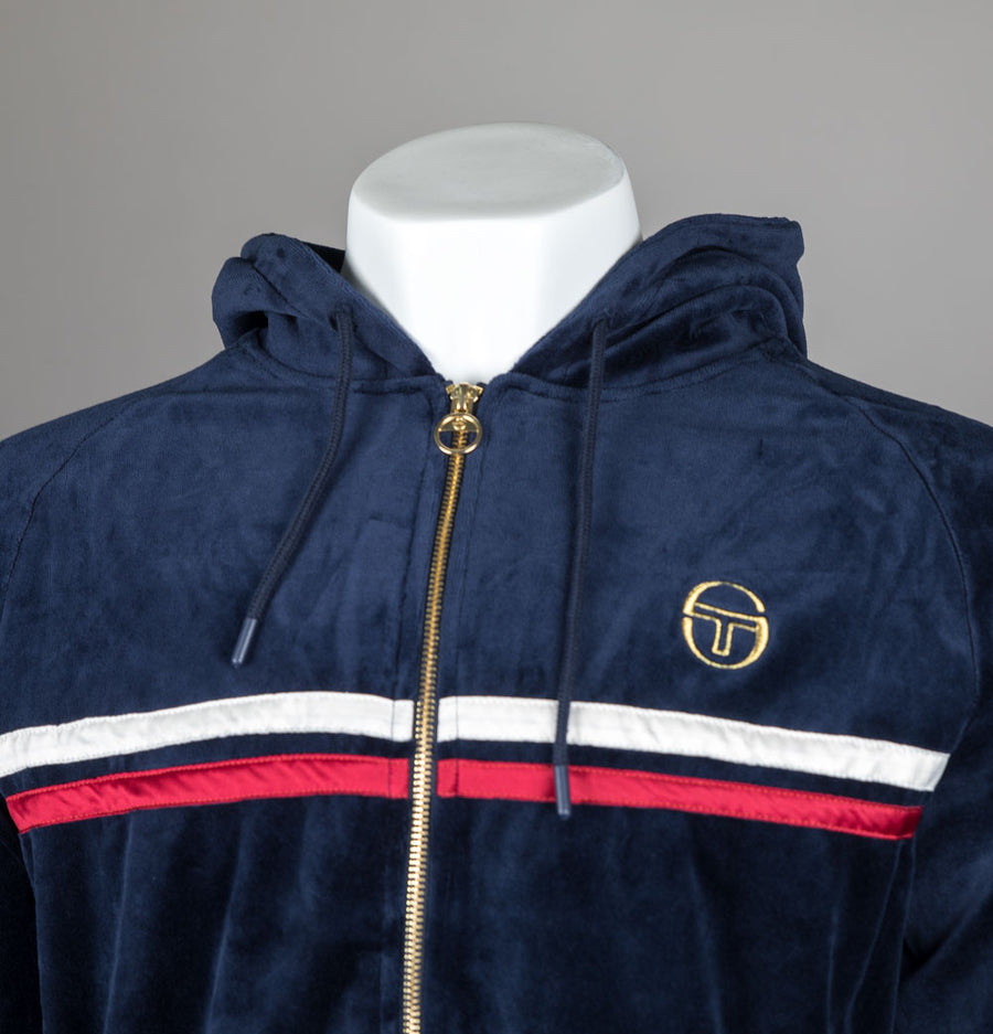 Sergio Tacchini Dallas Velour Hooded Tracksuit Top Maritime Blue