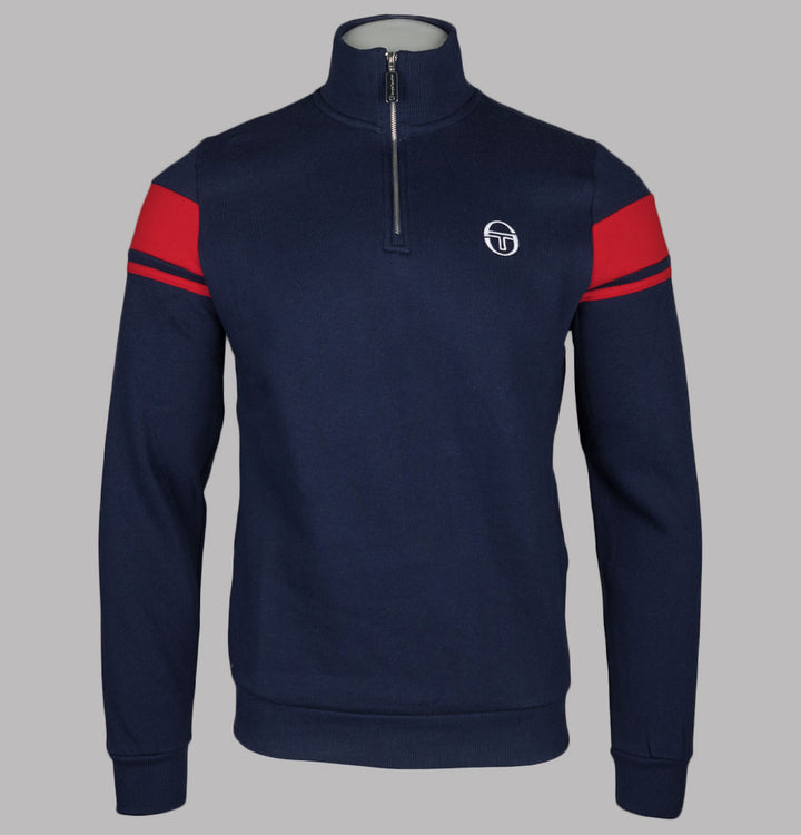 Sergio Tacchini Damarindo 1/4 Zip Sweatshirt Maritime Blue/Adrenaline Rush