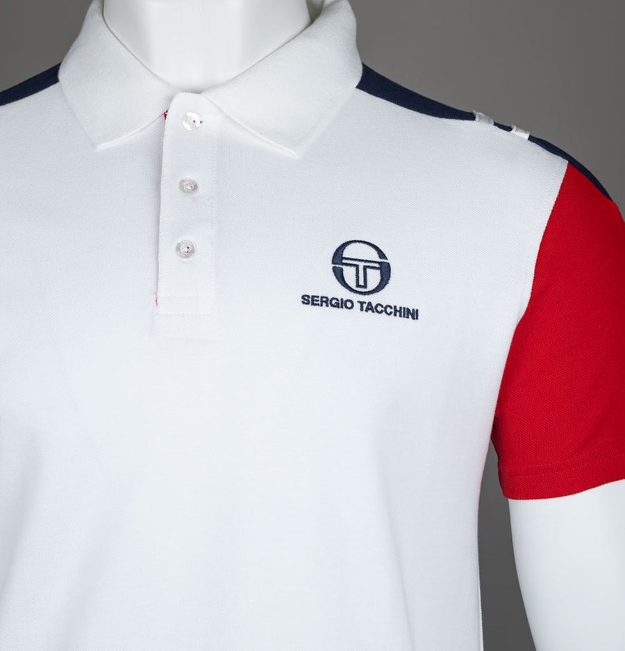 Sergio Tacchini Drive Polo Shirt White/Adrenaline Rush