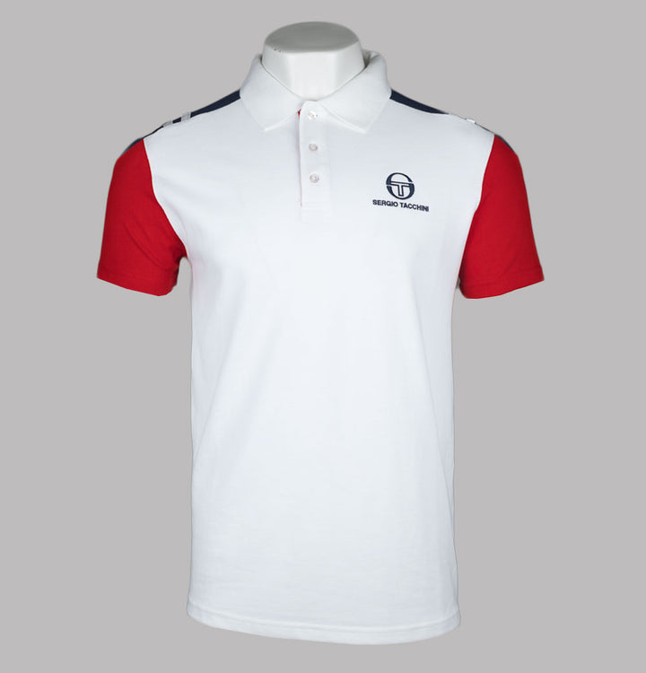 Sergio Tacchini Drive Polo Shirt White/Adrenaline Rush