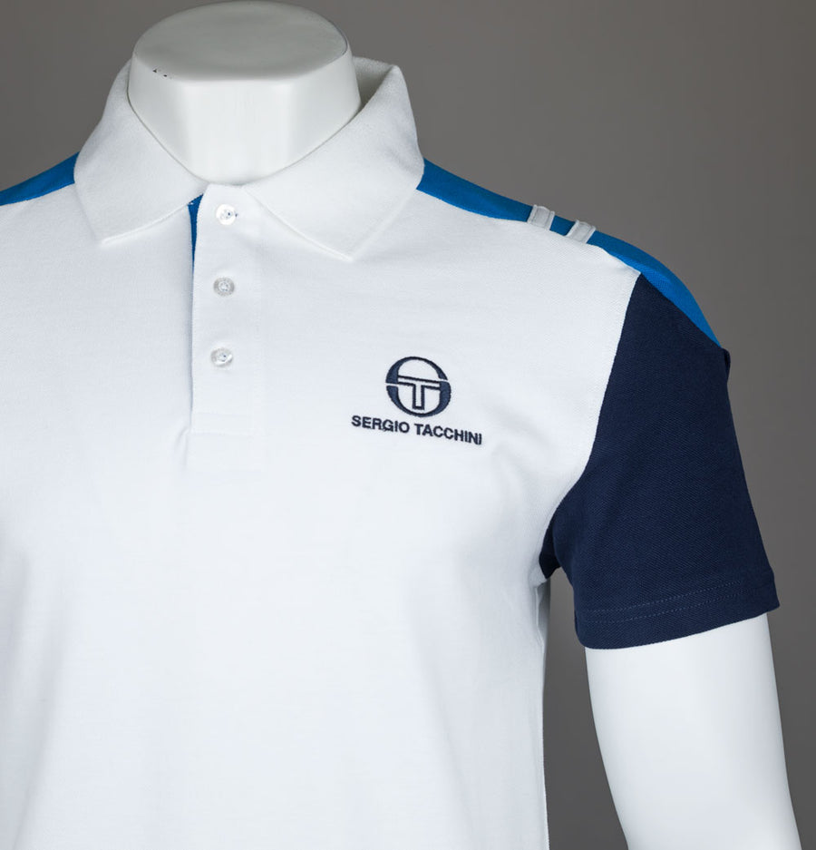 Sergio Tacchini Drive Polo Shirt White/Maritime Blue