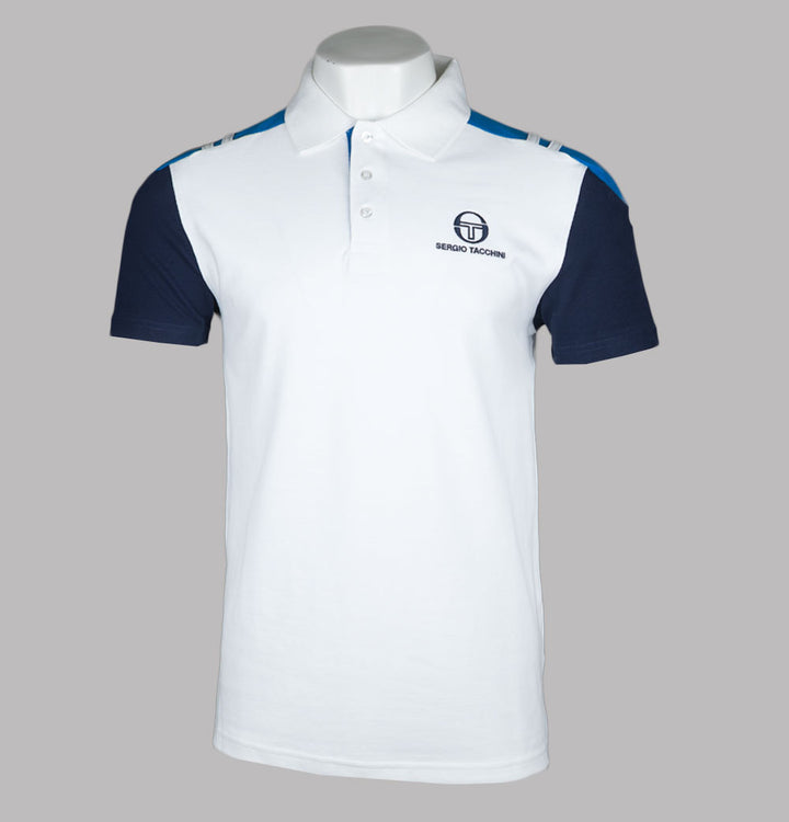 Sergio Tacchini Drive Polo Shirt White/Maritime Blue