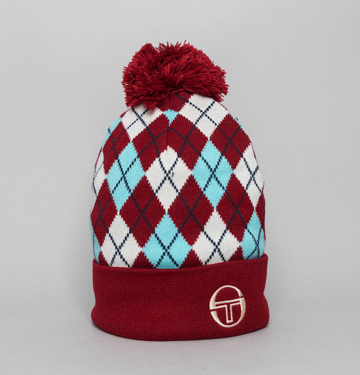 Sergio Tacchini Hamilton Jacquard Argyle Beanie Rhubarb/Gardenia/Aruba Blue