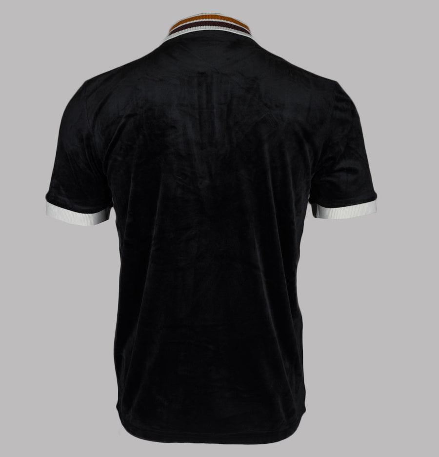 Sergio Tacchini Mahony Velour 1/4 Zip Polo Shirt Black/Gold