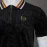 Sergio Tacchini Mahony Velour 1/4 Zip Polo Shirt Black/Gold