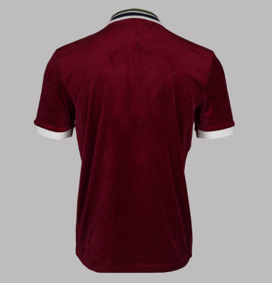 Sergio Tacchini Mahony Velour 1/4 Zip Polo Shirt Rhubarb/Gold