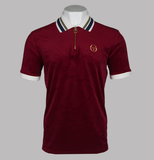 Sergio Tacchini Mahony Velour 1/4 Zip Polo Shirt Rhubarb/Gold