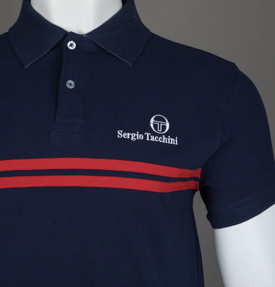 Sergio Tacchini New Supermac Polo Shirt Maritime Blue/Adrenaline Rush