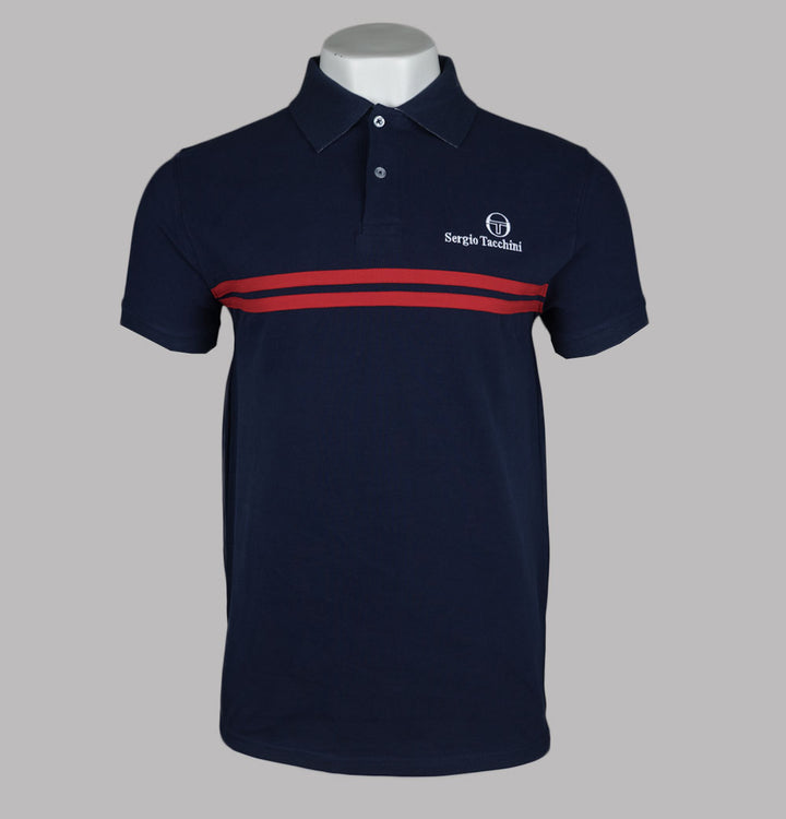 Sergio Tacchini New Supermac Polo Shirt Maritime Blue/Adrenaline Rush