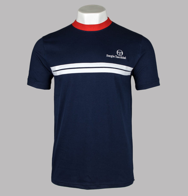 Sergio Tacchini New Supermac T-Shirt Maritime Blue/Adrenaline Rush/White