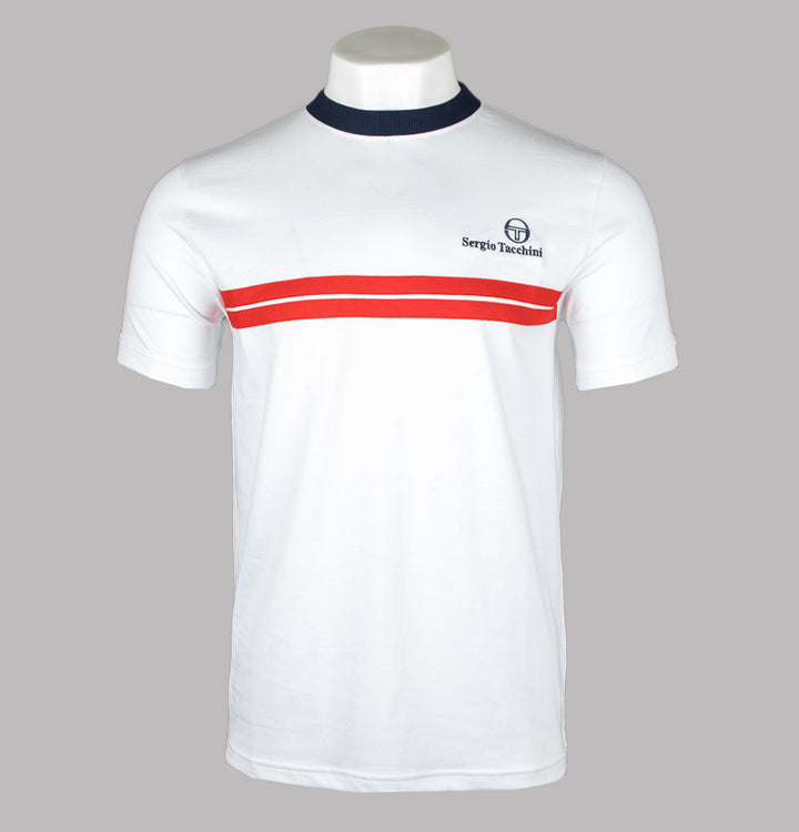 Sergio Tacchini New Supermac T-Shirt White/Maritime Blue/Adrenaline Rush