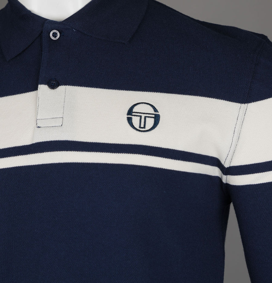 Sergio Tacchini New Young Line LS Polo Shirt Maritime Blue/Gardenia