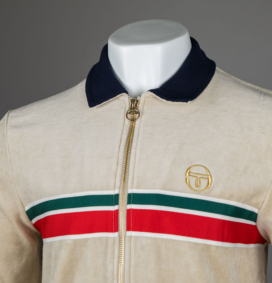 Sergio Tacchini Spencer Velour Track Top Pelican/Maritime Blue