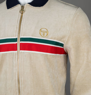 Sergio Tacchini Spencer Velour Track Top Pelican/Maritime Blue