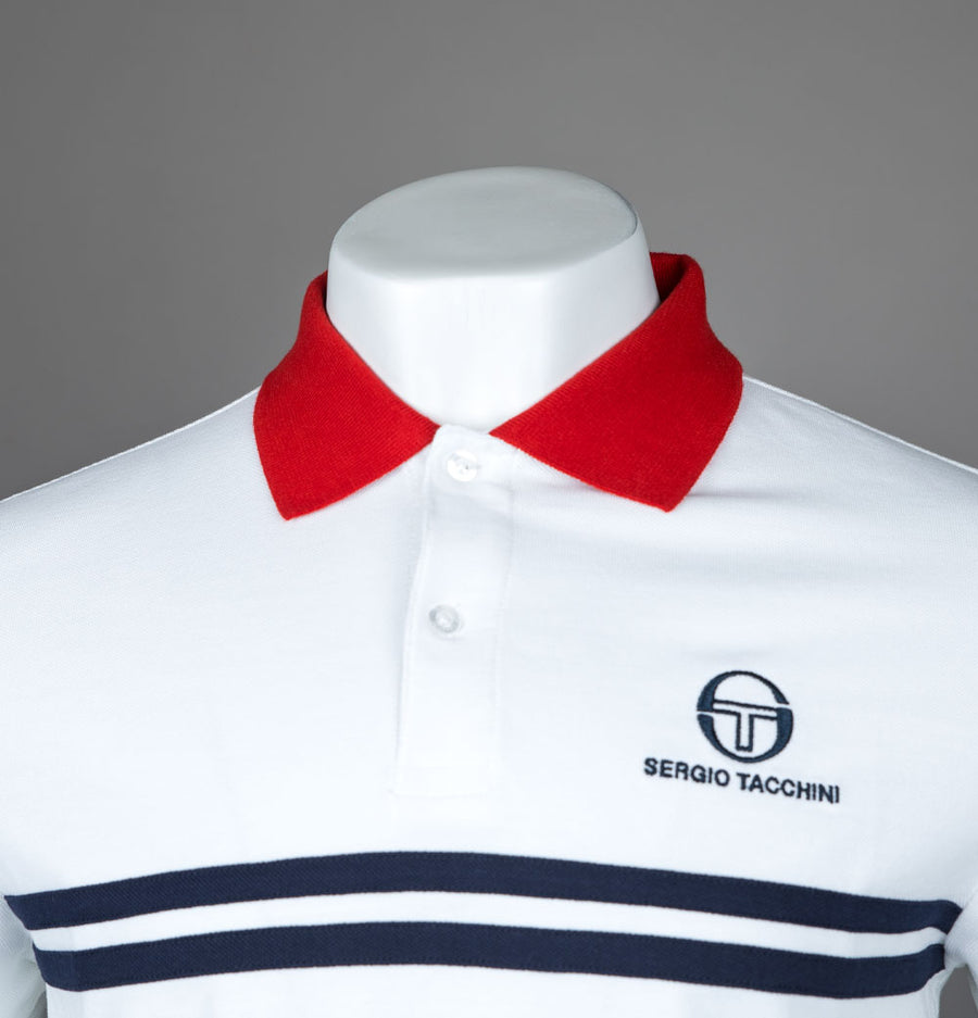 Sergio Tacchini Super MK2 Polo Shirt White/Adrenaline Rush