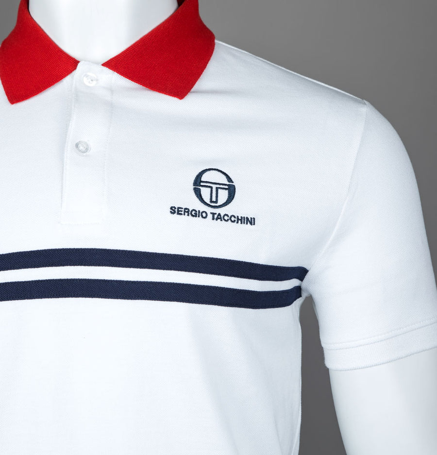 Sergio Tacchini Super MK2 Polo Shirt White/Adrenaline Rush