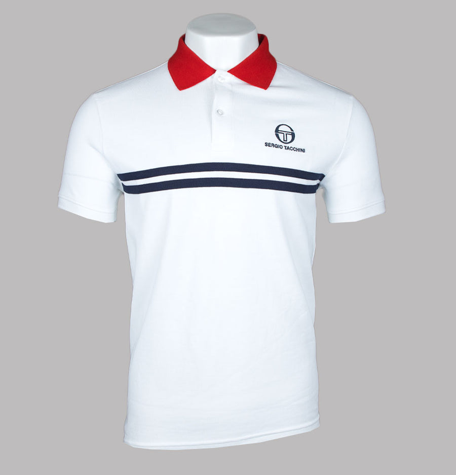 Sergio Tacchini Super MK2 Polo Shirt White/Adrenaline Rush