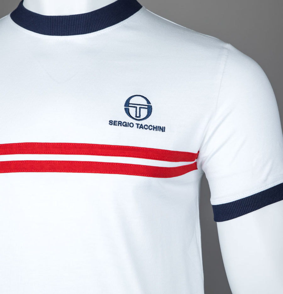 Sergio Tacchini Super MK2 T-Shirt White/Adrenaline Rush